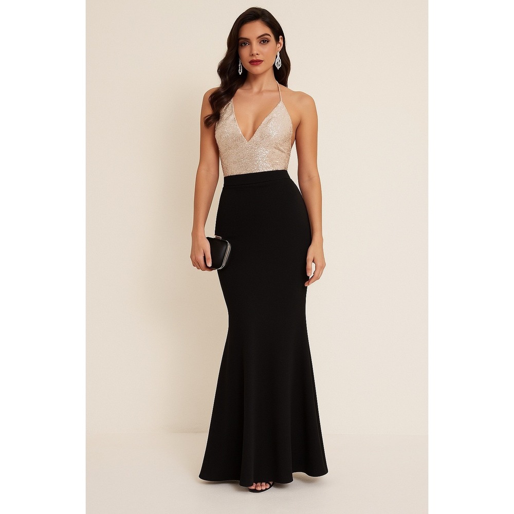 DFI Los Angeles Black Formal Mermaid Maxi Skirt Size S Glam Chic Neutral Wedding
